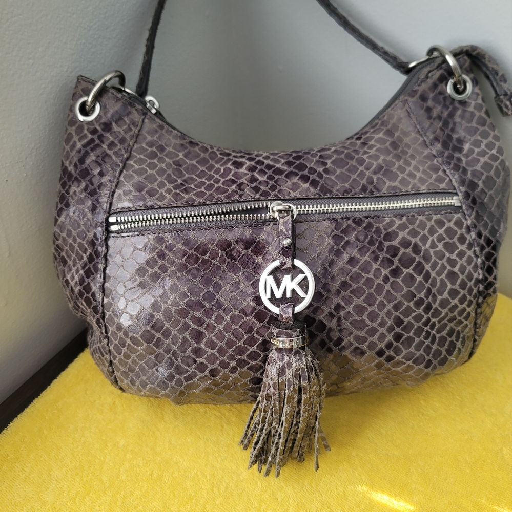 Michael Kors Grey/Black Python Embossed Leather B… - image 1